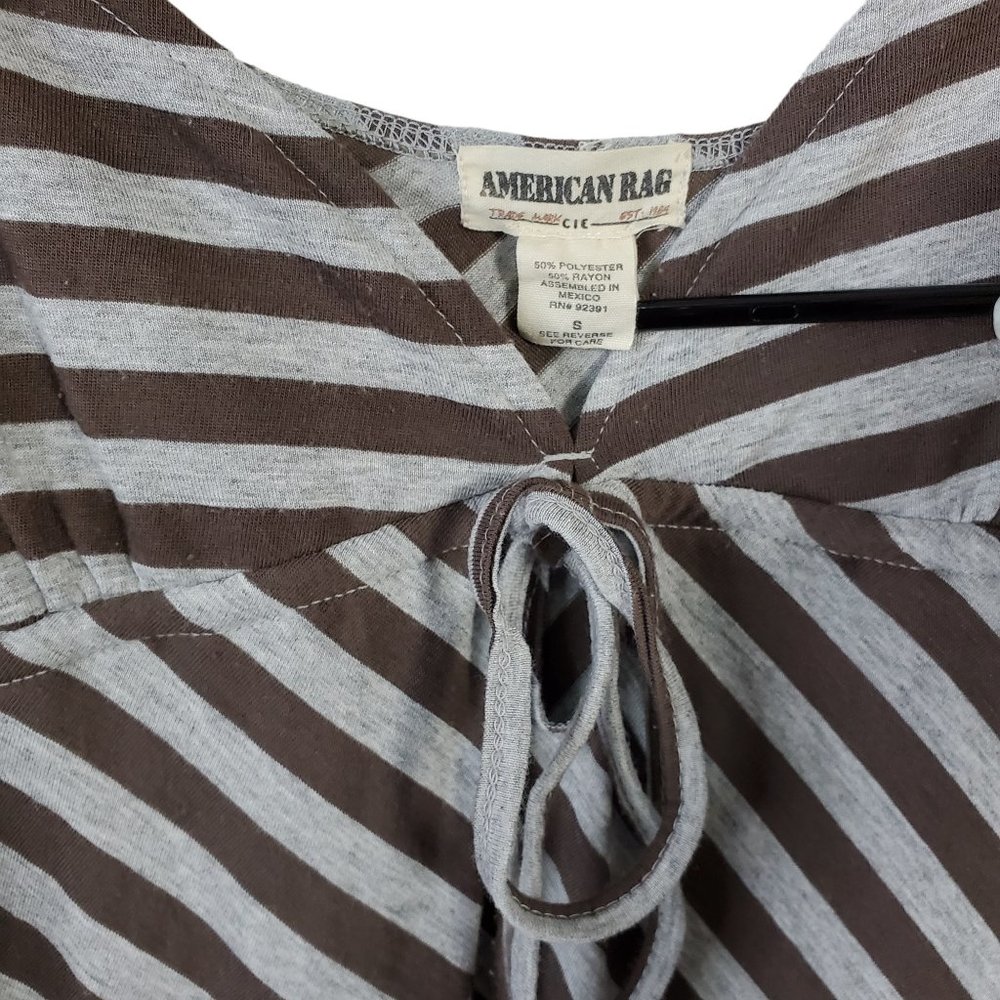 American Rag Brown & Grey Diagonal Stripe Short Dress Size Small - Picture 4 of 7